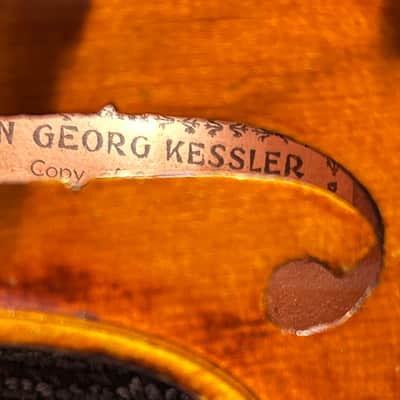 Vintage 4/4 Adult violin labeled Johan Georg Kessler 1925 - original finish with Satin Gloss Varnish image 4