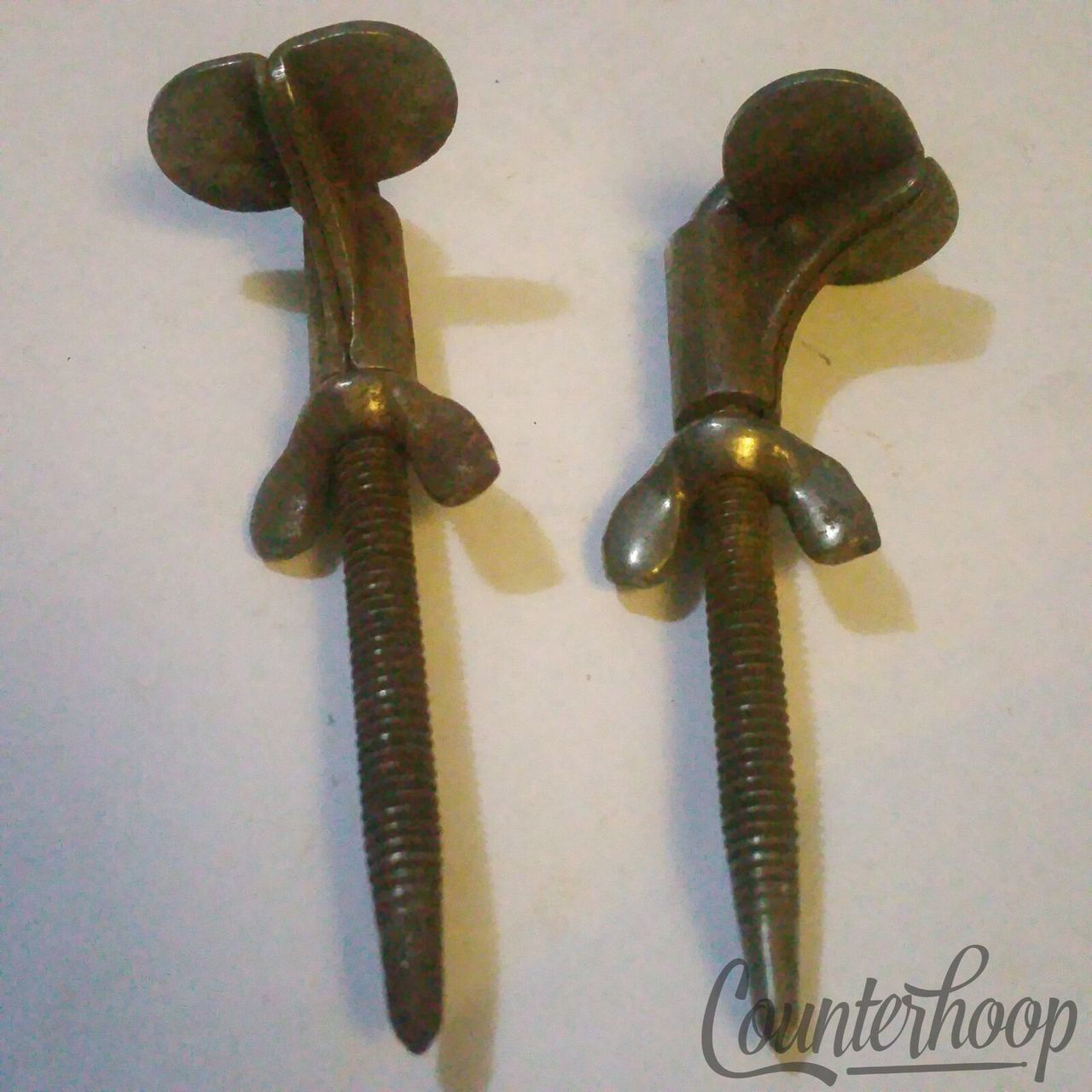 Ludwig Bass Drum Clamp-On Spurs Mounts Adjustable Spikes/Legs Nickel Vintage 10s — main photograph