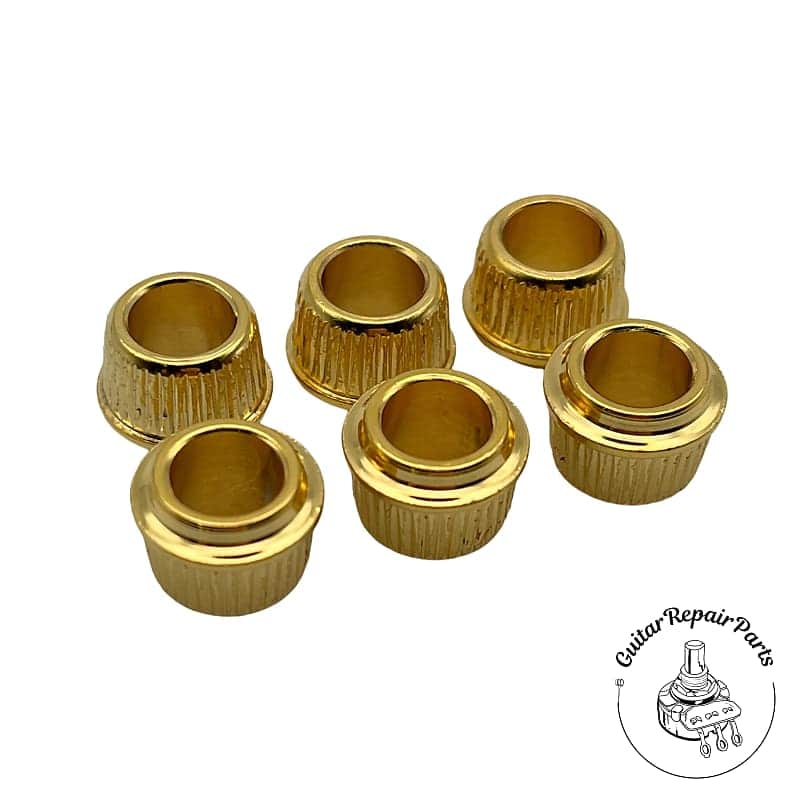 Allparts Screw-in To Press-in Tuner Adapter Bushings, 1/4" Post (6 pcs) - Gold image 1