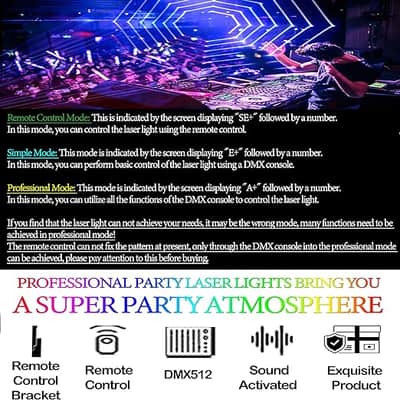 New Laser Lights For Party - Sound Activated, Dmx512, Laser Light Show, 3D Animation, Beam Effect Scan - Professional Stage Lazer Light With Remote Control, Perfect For Disco Karaoke Ktv Bar image 6