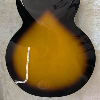 Epiphone Dot Deluxe electric guitar in Tobacco Sunburst with a hardshell case image 4