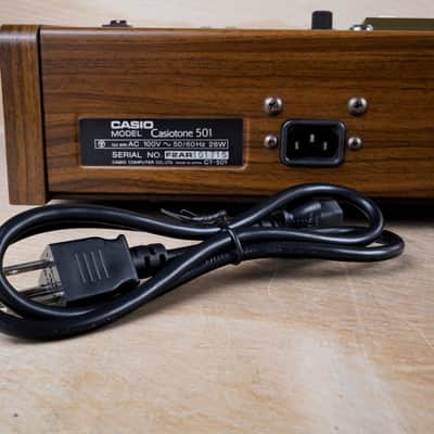 Casio CT-501 Casiotone 49-Key Synthesizer 1980s Natural Woodgrain 100V Vintage Japan w/ MS-1 Barcode Reader, Test Charts, Manual, Hard Case image 12