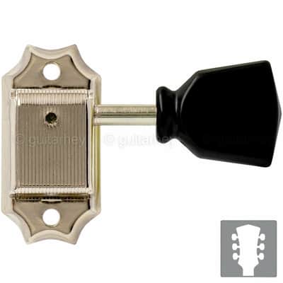 NEW Gotoh SD90-SLB Tuners Tuning Vintage Keys Set L3+R3 Black Buttons 3x3 NICKEL