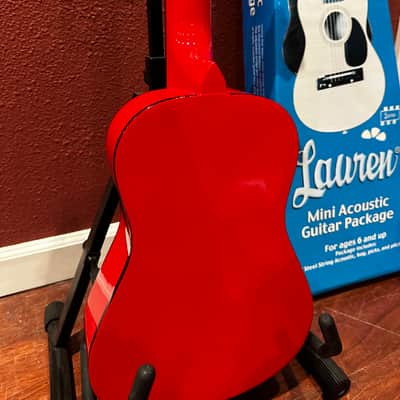 Lauren LAPKMRD 30" Beginner Student Acoustic Guitar Package with Tuner, Picks, Gig Bag 2010s - Metallic Red image 2