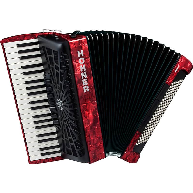 Hohner Bravo III 120 Accordion with Black Bellows Regular Red image 1