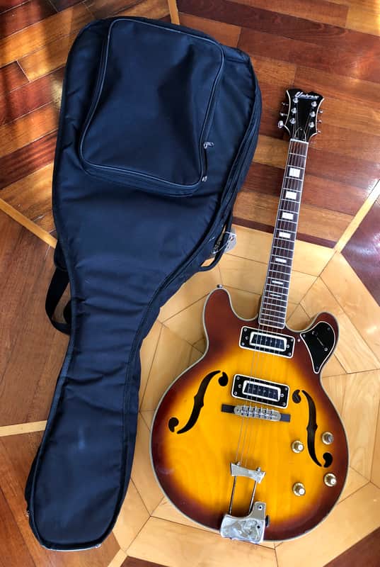 1960s Univox 335 Semi-Hollow Body Vintage 3 Tone Burst Electric Guitar MIJ Padded Case image 1