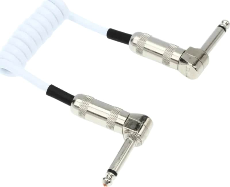 Lava Cable Mini Coil 1/4" Right Angle Patch Cable, 6-12", White image 1