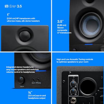 3.5 Studio Monitors, Pair — Powered, Active Monitor Speakers for Near Field Music Production, Desktop Computer, Hi-Fi Audio image 3