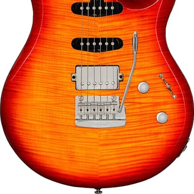 Sterling LK100 HSS Steve Lukather Signature Electric Guitar, Rosewood Fingerboard, Heritage Cherry Burst image 2