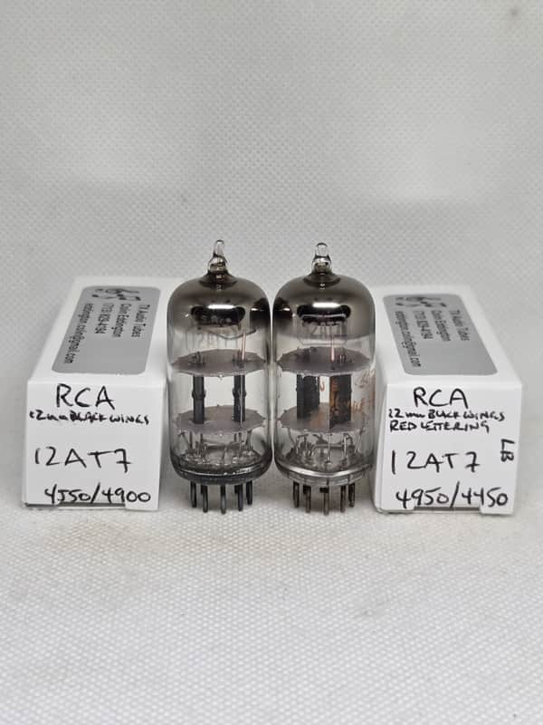 RCA 12AT7 Black Plate Square Getter Matched (8.0%) Pair NOS ECC81 image 1