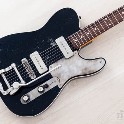 2021 Macmull Heartbreaker Custom P-90 HB-C T-Style Black Relic w/ Bigsby, Case & CoA image 1
