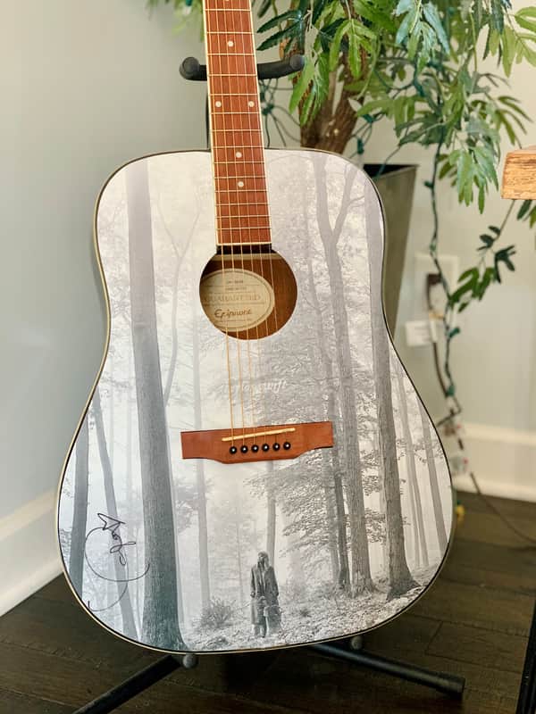 folklore Album Guitar Autographed By Taylor Swift image 1