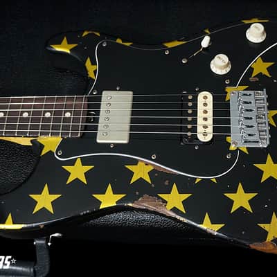 Friedman USA Custom Shop Vintage S Guitar in Black with Gold Stars image 5