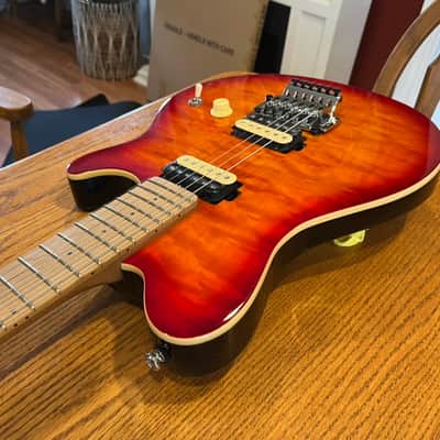 Sterling by Ernie Ball Music Man Axis AX50 Lava Burst Quilted Maple Top Electric Guitar Roasted Maple Neck Fingerboard AX50QM Whammy Tremolo Bar image 7