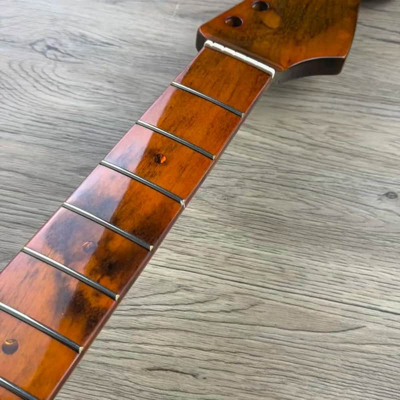 Stain Finish Roasted Maple Wood Guitar Strat Style Neck, 21 Frets Fingerboard image 1