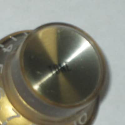ONE very lite use genuine Gibson TONE (small print) knob from PRMK-030 set (only ONE TONE knob for sale / the other three knobs NOT included)  late 2000s or early 2010s - Knob is Gold with White Numbers & White Dashes (Gold Reflector w/ Small Black Print) image 6