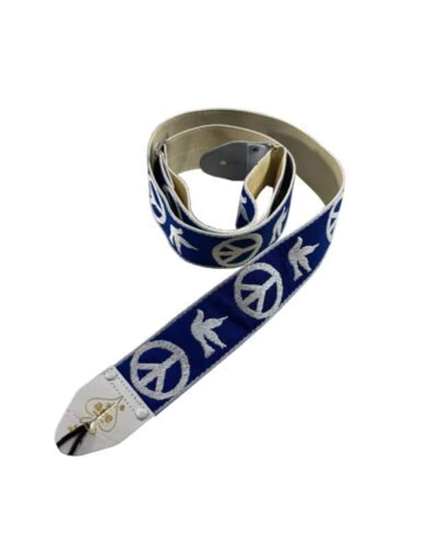 ACE 2" WOODSTOCK BLUE PEACE & DOVE GUITAR STRAP image 1