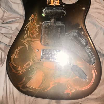 USA made Peavey Pv4 body 2014 - Black custom art image 1