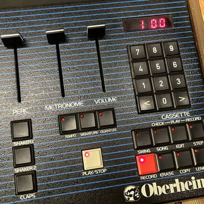 Oberheim DX 6-Voice Drum Machine 1982 - Blue with Wood Sides image 4