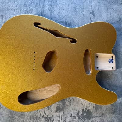 BMC Guitar Body Thinline Style F Hole Semi Hollow Tele® Telecaster® Standard Route Double Bound Gold Sparkle image 1