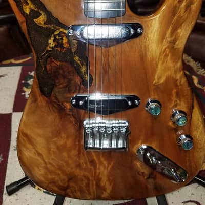 RARE Langcaster Swamp Kauri Wood Custom Electric Guitar by Joh Lang w/ Prehistoric Bird in Wood image 1