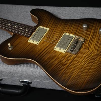 Patrick James Eggle Guitars Oz-T Tele Drop Top in Tiger Eye Burst - Master Grade Flame  Maple Top image 7