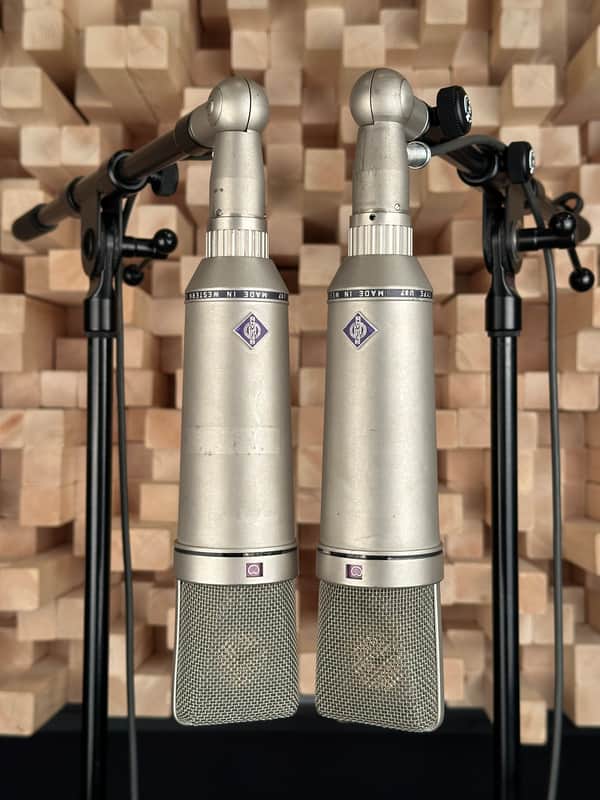 Vintage Neumann U87 Condenser Microphone Matched Stereo Pair! One SN Apart! 1971 U 87 With Swivel Mounts. Rare! image 1
