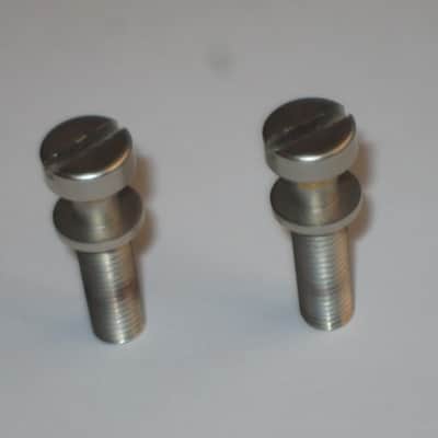 ONE pair of used (lightly relic'd) Gibson (API) Brushed Satin NICKEL finish STUDS (mounting pieces) and Silver finish ANCHORS (inserts) from 2014, for PTTP Brushed Satin NICKEL Finish Stop Bar Tailpiece (Stop Bar Tailpiece NOT included) image 19