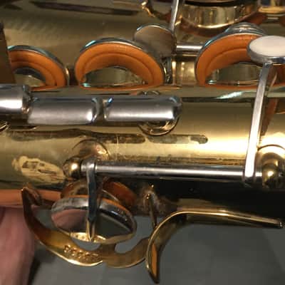 SUMMER DEAL PRO VERSION "MADE EXPRESSLY" FOR F. E. OLDS EARLY L.A PARISIAN ALTO SAXOPHONE (NOT "AMBASSADOR" CHEAP LATER ONE) ORIGINAL LACQUER NEWER PADS BRILHART MPC , NICE CASE, EXTRAS made france image 9
