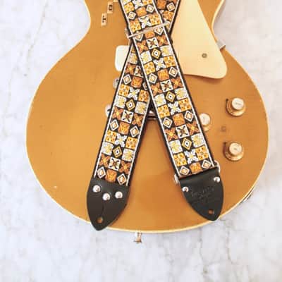 Vintage 70s Gold 'Woodstock' Guitar Strap Replica image 4
