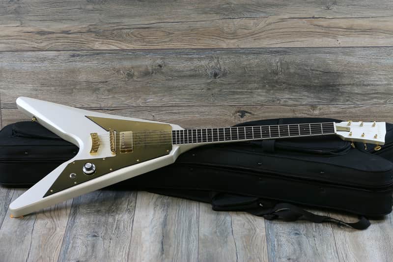 Rare! Dunable Asteroid Flying V  Limited 1 of a kind Psycho Guitar Las Vegas 2018 White (2274) image 1