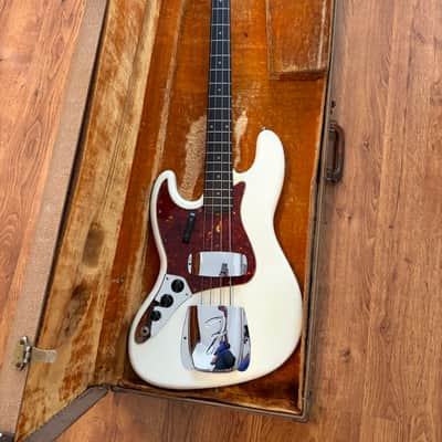 1961 Fender Jazz Bass Left-Handed Olympic White Nitro Refinish w/ Original Pickups & Case image 3