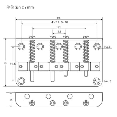 4 String Bass Bridge Hardtail Top Load Bridge for Jazz Bass Precision Bass Guitar, Chrome image 6