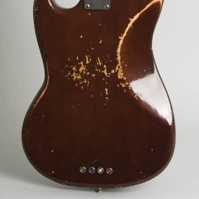 Fender  Mustang Solid Body Electric Bass Guitar (1975), ser. #551821, black tolex hard shell case. image 4