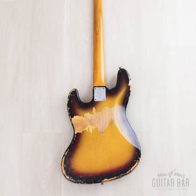 1966 Fender Jazz Bass Sunburst Padauk Fretboard Binding + Dots w/ Case image 3