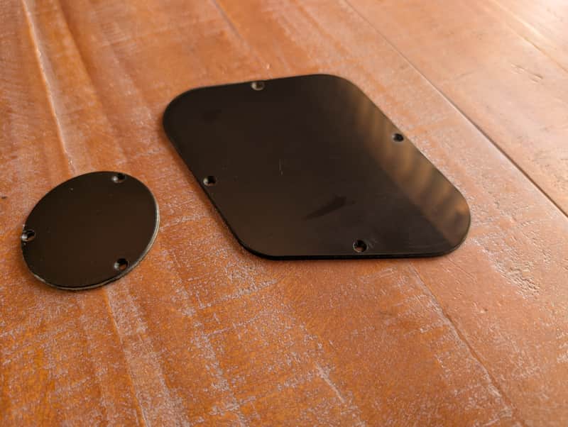 2001 Gibson Les Paul Rear Control Covers Both Covers Black ORIGINAL Part image 1