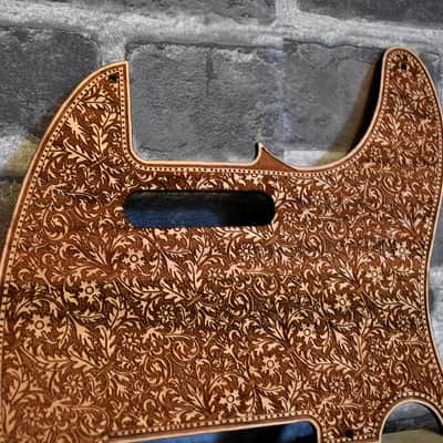 Wood Pickguard for Fender Telecaster Laser engraved Real Cherrywood with Unique Artwork image 2