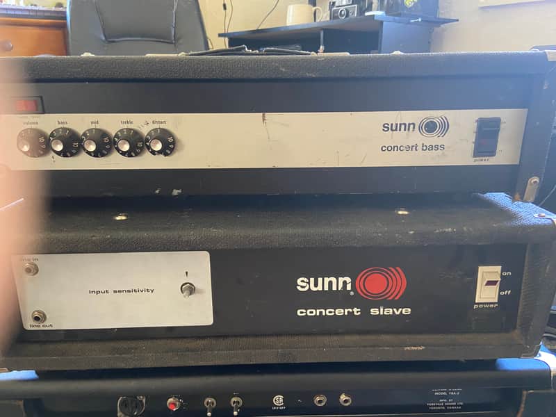 Sunn Concert Bass + Concert Slave Stack – Working 1970s Vintage Solid State Bass Rig (Matching Pair) image 1