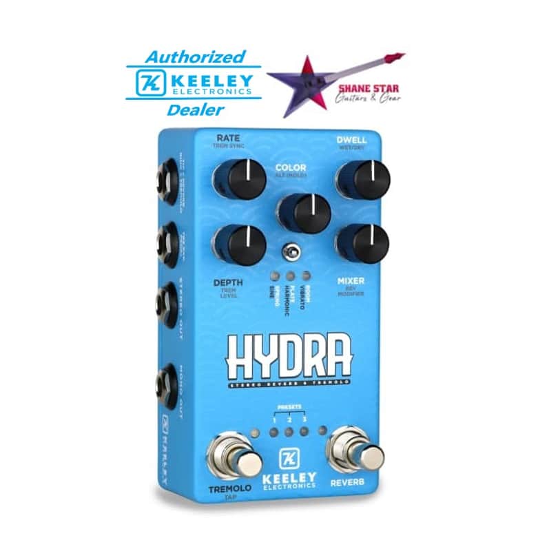 Keeley Hydra Stereo High-Fidelity Reverb & Tremolo Effects Pedal Dreamy & Accurate Sounding Spring, Plate, & Room Reverbs Vintage-voiced Harmonic, Vibrato, and Sine Tremolo image 1