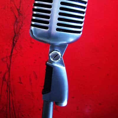 Vintage 1960's Shure 55S dynamic cardioid microphone w Atlas DS-10 desk stand 55 55SW 556S prop display image 10