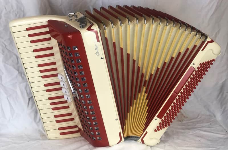 8183 - Ivory Garnet Bellcordion Piano Accordion LM 41 120 image 1