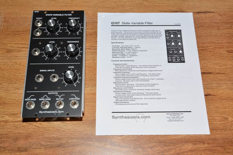 Synthesizers.com Q107 State Variable Filter Module (5U) - 2012 - With Manual image 1