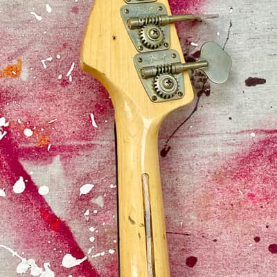 1970's Fender Jazz Bass Neck & Tuners Maple with Black Block Vintage ~1971-1974 image 9