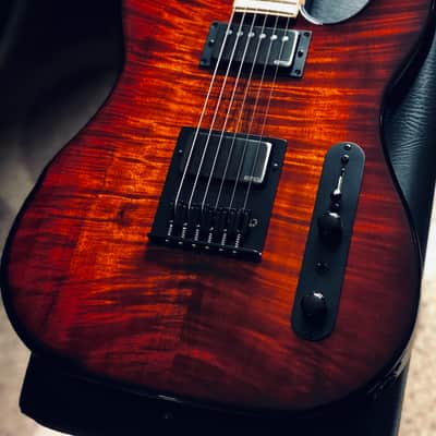 Sadowsky NYC T-Style Guitar - Devin Townsend Replica - 2018 - Dark Cherry Tiger image 2