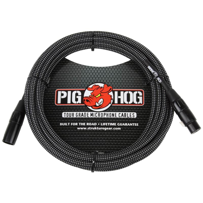 Pig Hog PHM10BKW Woven XLR Microphone Cable - 10' image 1