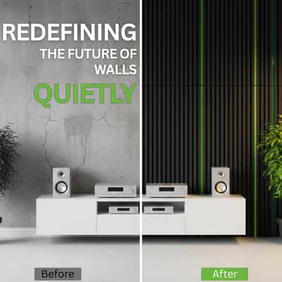 2 Pcs Acoustic Wood Panels For Wall & Ceiling - 47" X 23.6" Sound Absorbing 3D Fluted Wood Slat Wall Panels With Wood Finish - Noise Canceling Panels For Home, Office & Studio - Black Oak image 5