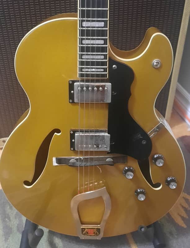 Hagstrom HJ500 Vintage Series Gold Top Jazz Hollowbody Guitar Sweden image 1
