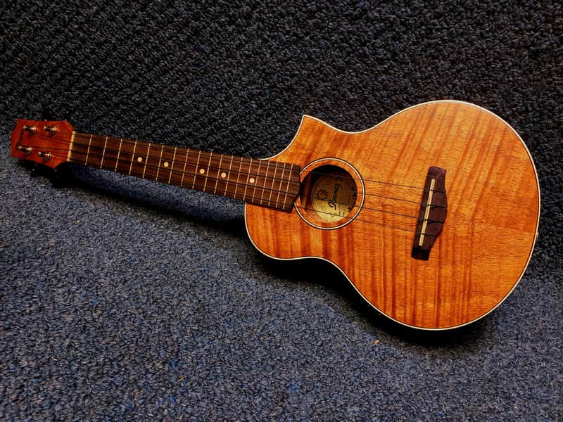 Ibanez UEW15EOPN Sapele Open Pore Concert Ukulele with Cutaway, Electronics image 1