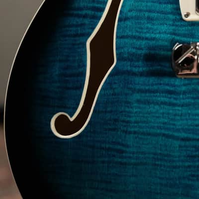 PRS SE Hollowbody II Piezo Electric Guitar - Peacock Blue Smokeburst with Gig Bag image 10