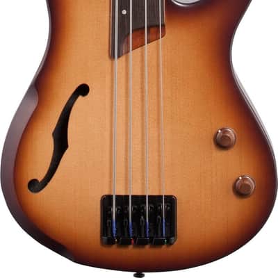 Ibanez SRH500F Bass Workshop Fretless 4-String Bass Guitar, Panga Panga Fingerboard, Natural Browned Burst Flat image 2